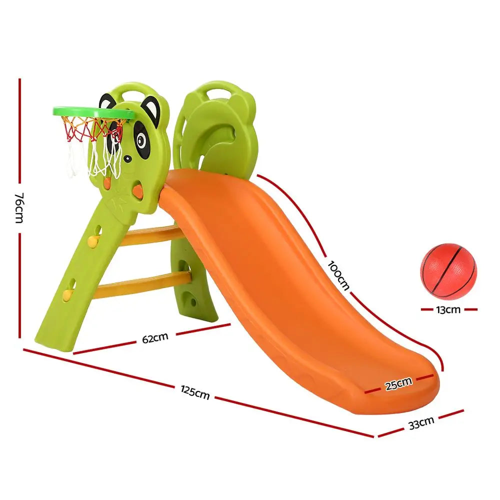 Keezi Kids Slide Set Basketball Hoop Indoor Outdoor Playground Toys 100cm Orange - Baby & Kids > Baby & Kid’s Toys >
