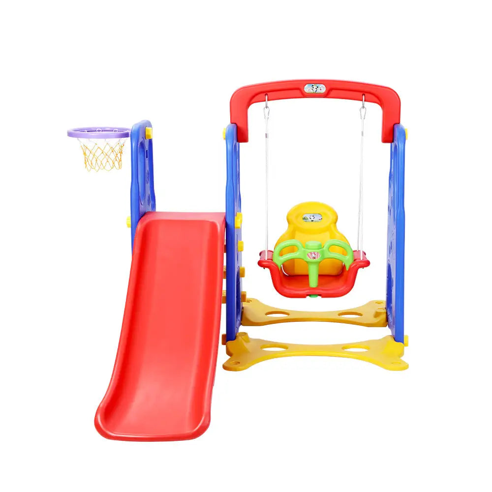 Keezi Kids Slide Swing Set Basketball Hoop Outdoor Playground Toys 120cm Blue - Baby & Kids > Baby & Kid’s Toys >