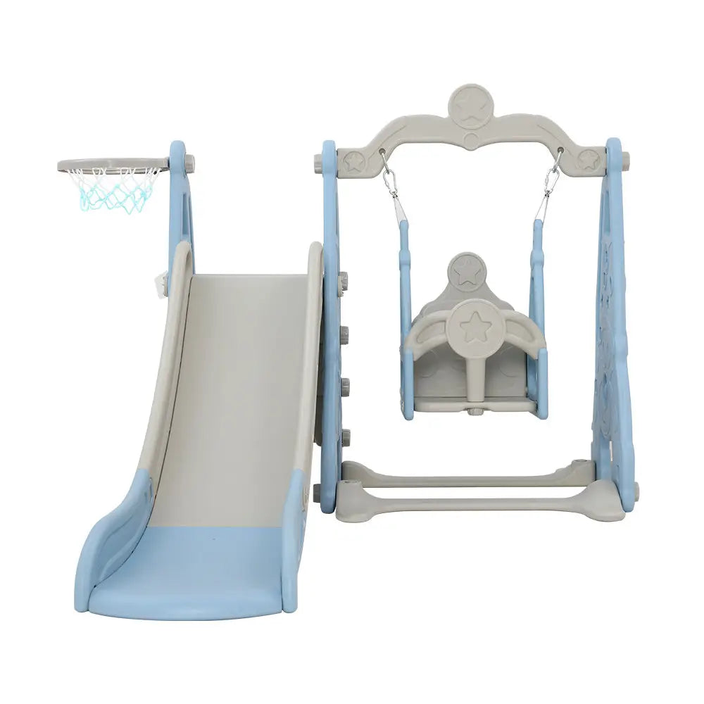 Keezi Kids Slide Swing Set Basketball Hoop Outdoor Playground Toys 170cm Blue - Baby & Kids > Baby & Kid’s Toys >