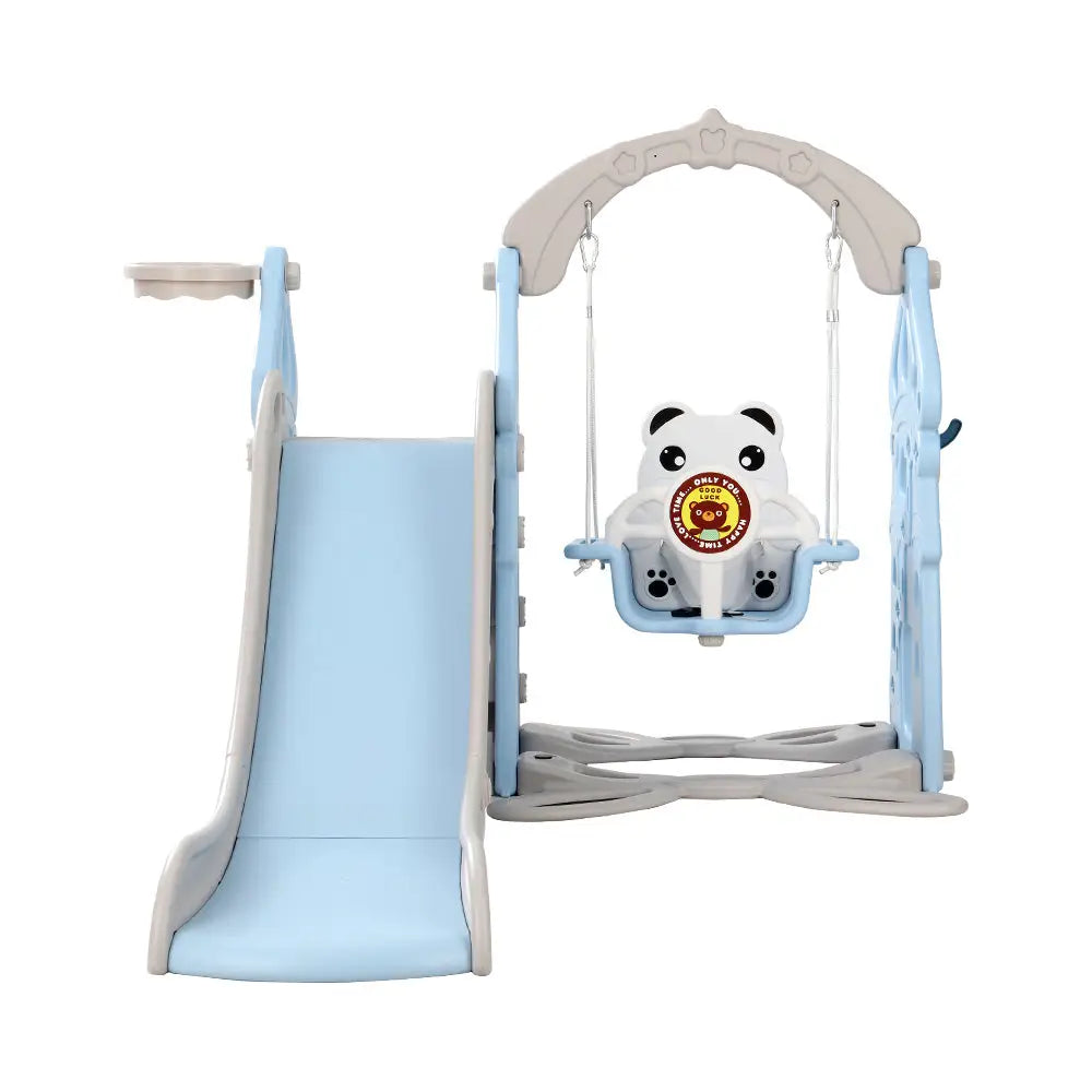 Keezi Kids Slide Swing Set Basketball Hoop Rings Outdoor Playground 170cm Blue - Baby & Kids > Baby & Kid’s Toys >