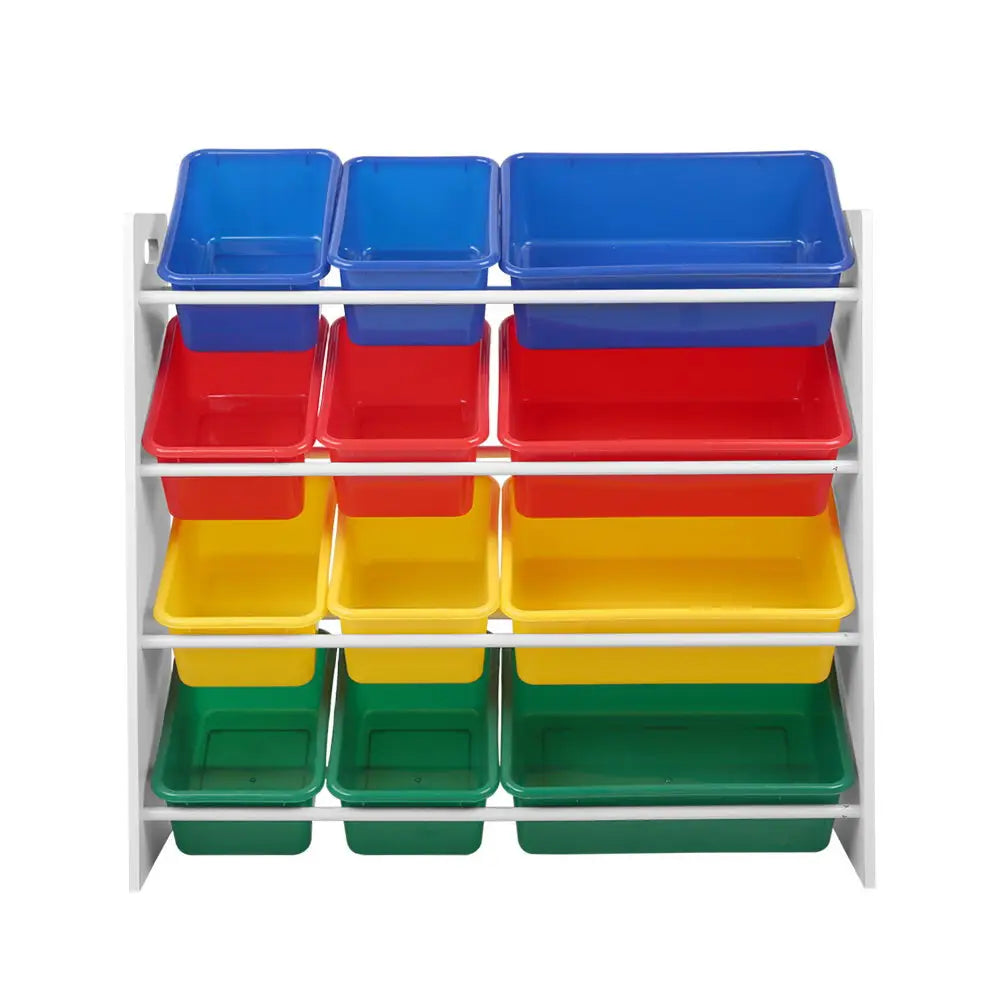Keezi Kids Toy Box 12 Bins Bookshelf Organiser Children Storage Rack - Baby & Kids > Kid’s Furniture