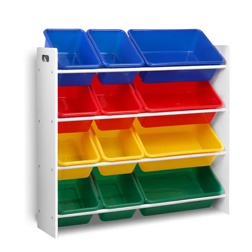 Keezi Kids Toy Box 12 Bins Bookshelf Organiser Children Storage Rack - Baby & Kids > Kid’s Furniture