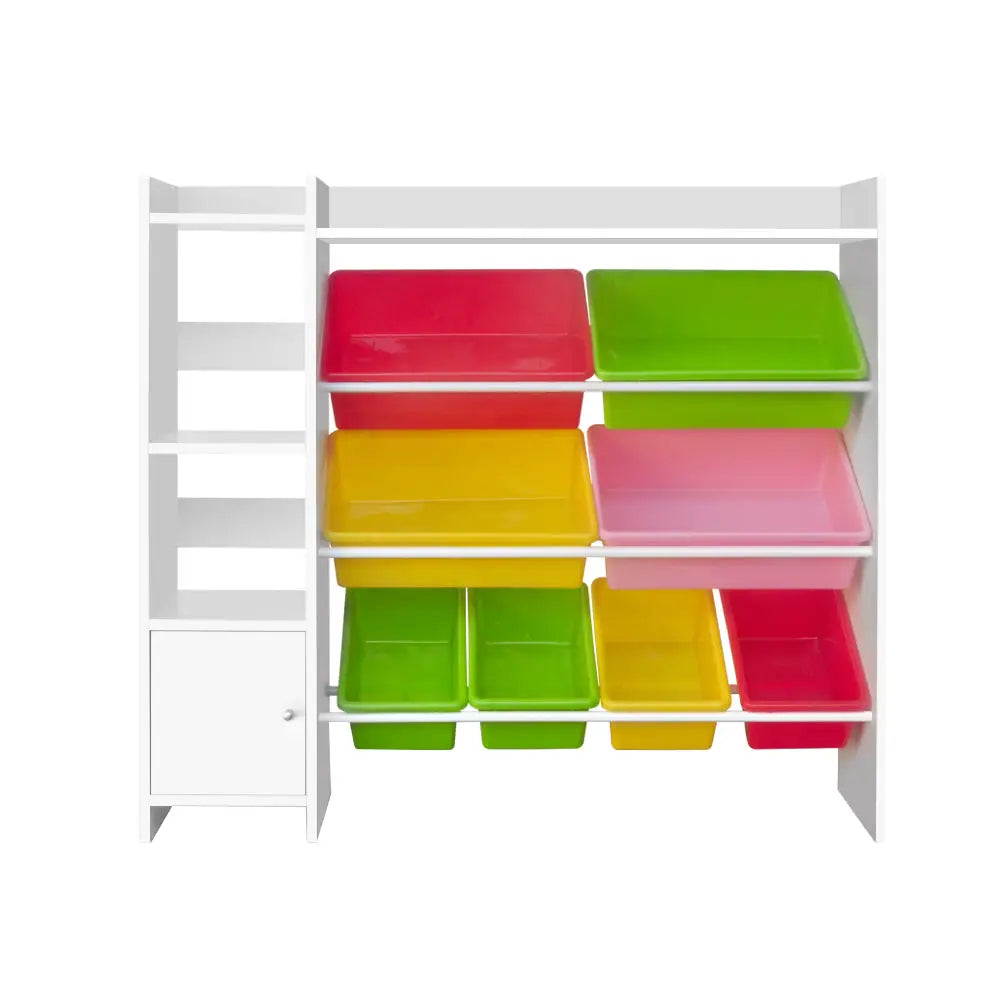 Keezi Kids Toy Box 8 Bins Bookshelf Storage Rack Organiser Toy Display - Baby & Kids > Kid’s Furniture