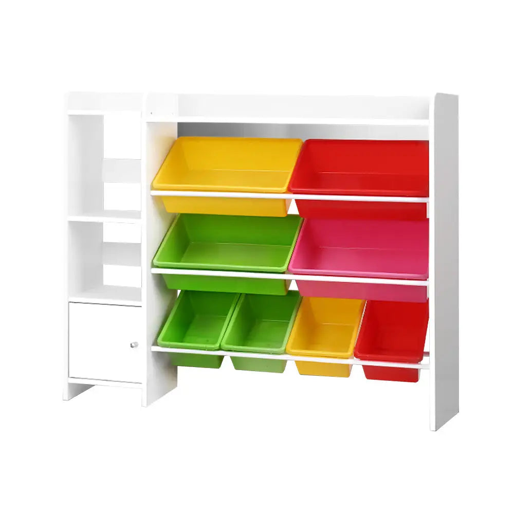 Keezi Kids Toy Box 8 Bins Bookshelf Storage Rack Organiser Toy Display - Baby & Kids > Kid’s Furniture