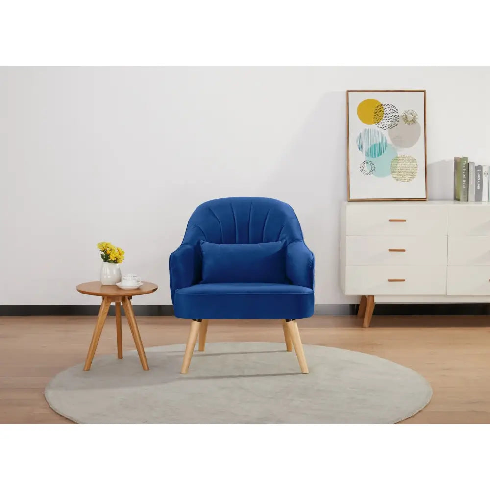 Keira Accent Sofa Arm Chair Fabric Uplholstered Lounge Couch - Dark Blue - Furniture > Sofas