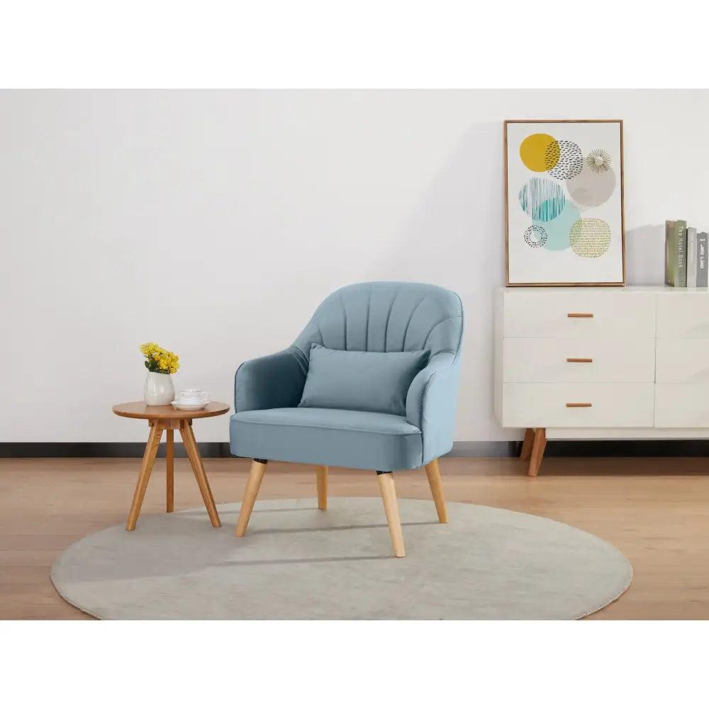 Keira Accent Sofa Arm Chair Fabric Uplholstered Lounge Couch - Light Blue - Furniture > Sofas