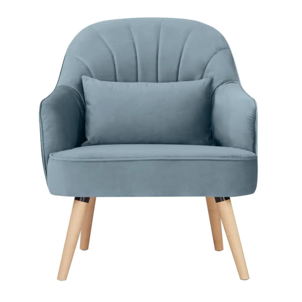 Keira Accent Sofa Arm Chair Fabric Uplholstered Lounge Couch - Light Blue - Furniture > Sofas