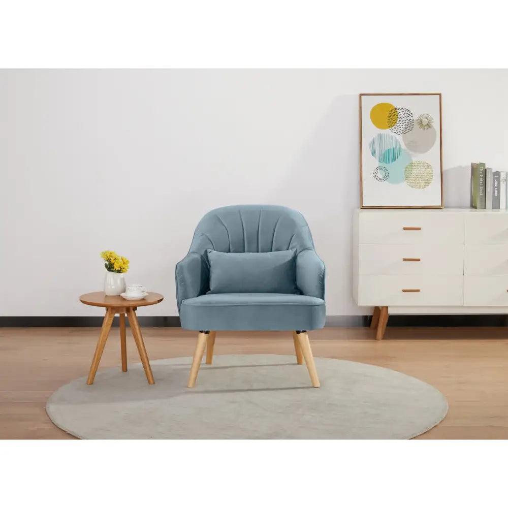 Keira Accent Sofa Arm Chair Fabric Uplholstered Lounge Couch - Light Blue - Furniture > Sofas