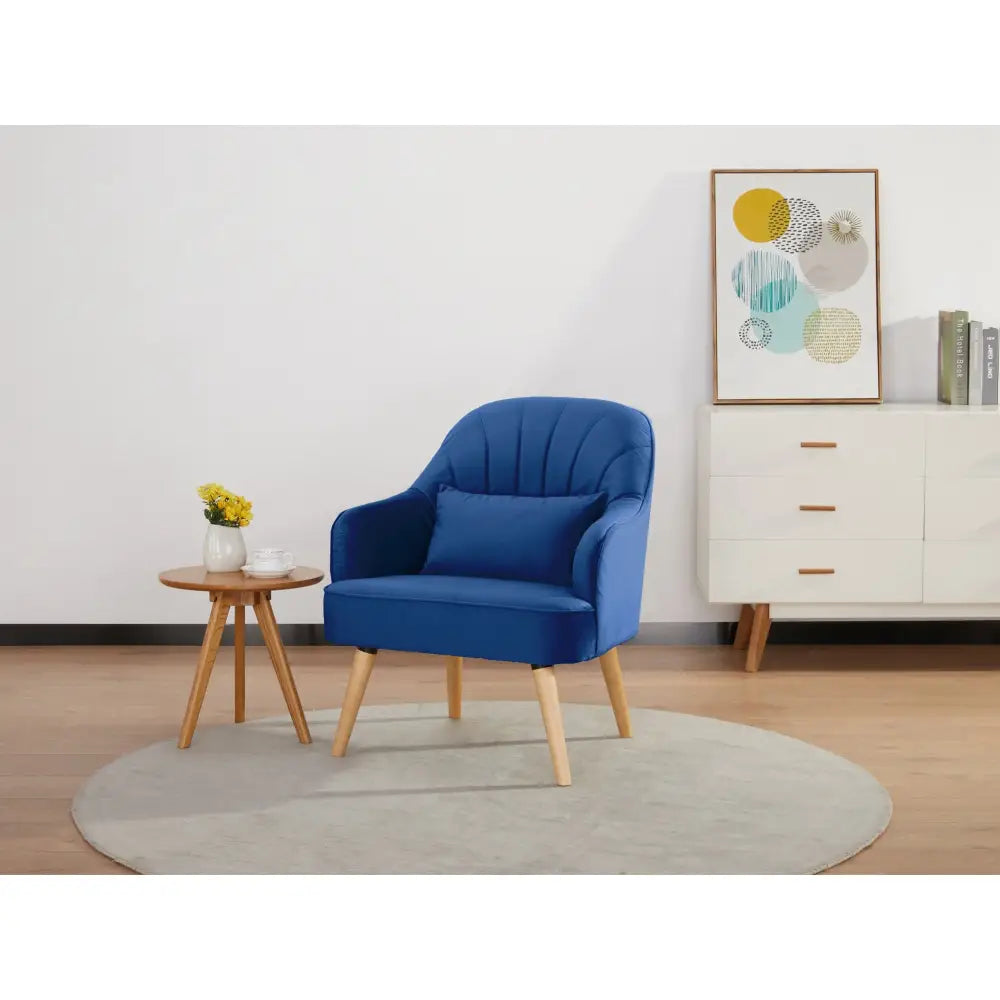 Keira Set of 2 Accent Sofa Arm Chair Fabric Uplholstered Lounge - Dark Blue - Furniture > Sofas