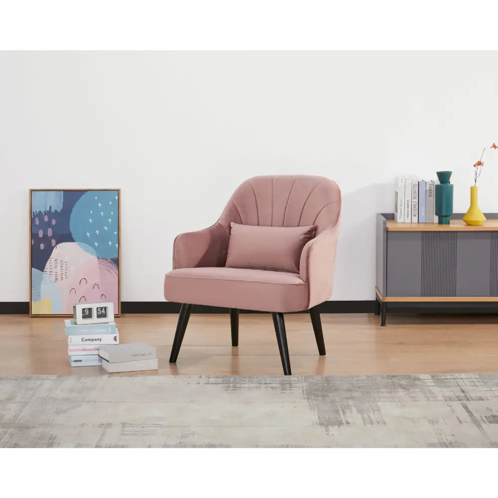 Keira Set of 2 Accent Sofa Arm Chair Fabric Uplholstered Lounge - Pink - Furniture > Sofas