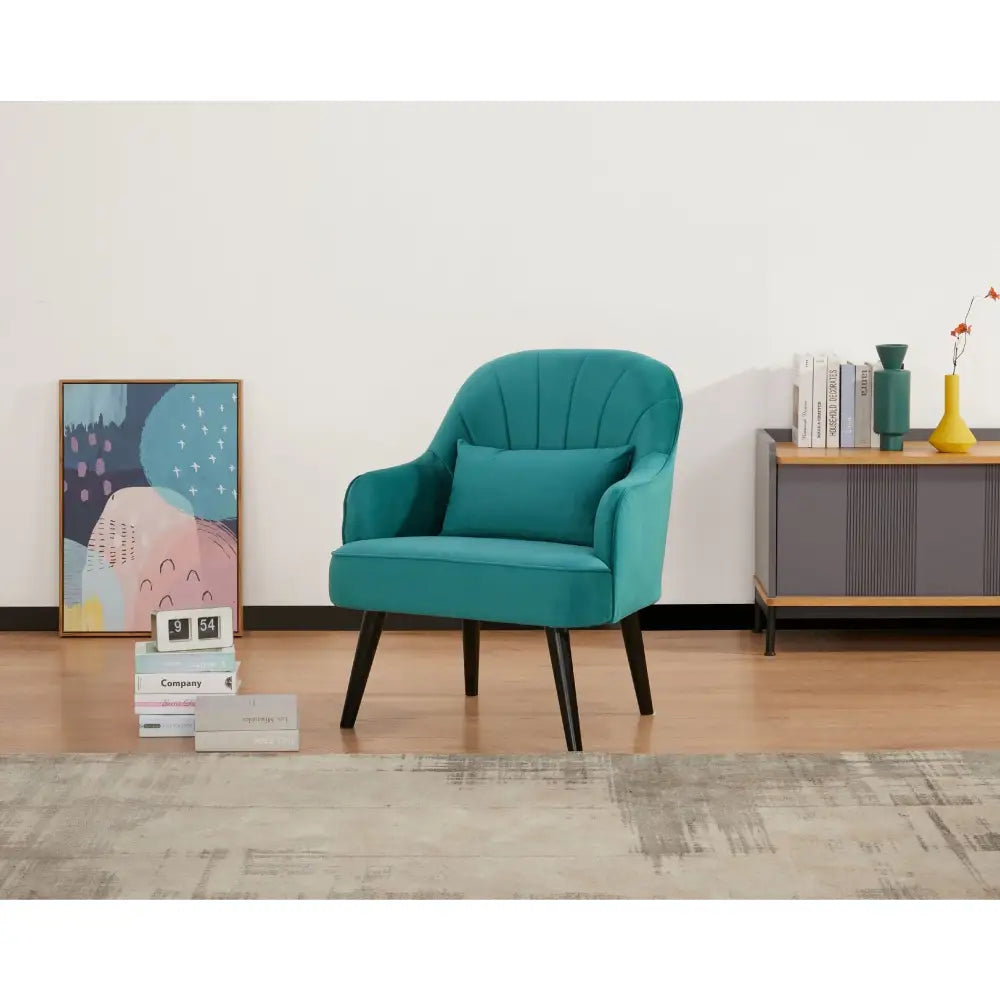Keira Set of 2 Accent Sofa Arm Chair Fabric Uplholstered Lounge - Mid Blue - Furniture > Sofas