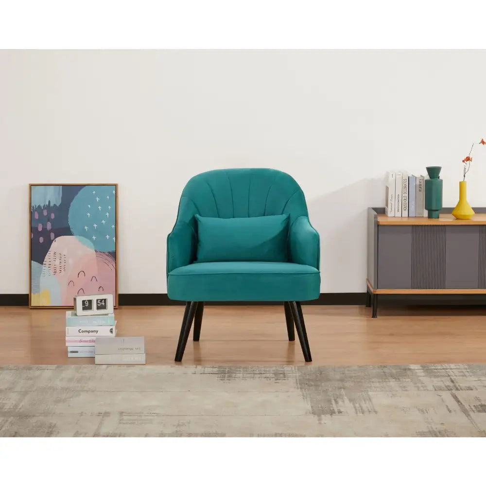 Keira Set of 2 Accent Sofa Arm Chair Fabric Uplholstered Lounge - Mid Blue - Furniture > Sofas