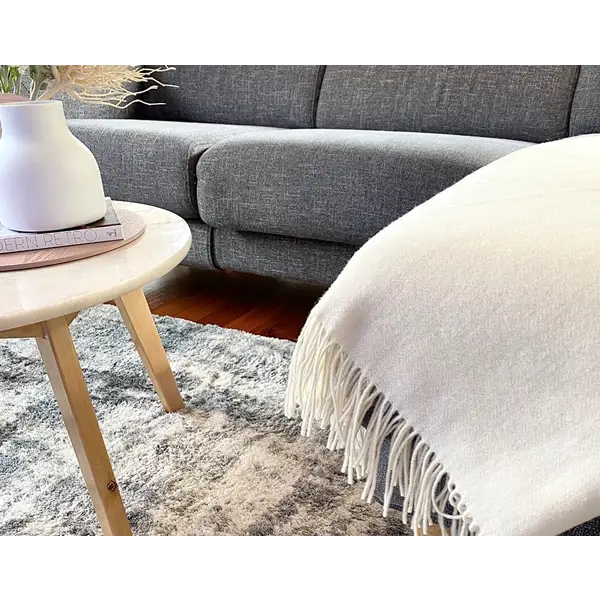 Kensington Throw - 10% Cashmere/ 90% Super Fine Merino Wool - Ivory - Home & Garden > Decor