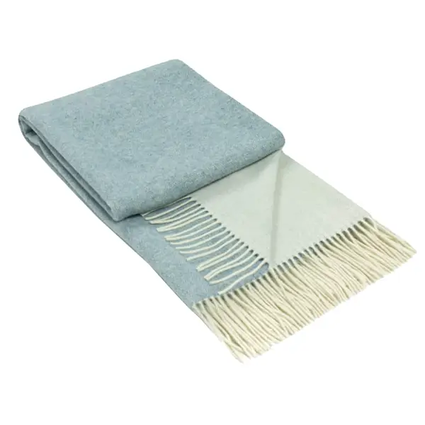 Kensington Throw - 10% Cashmere/ 90% Super Fine Merino Wool - Light Blue - Home & Garden > Decor