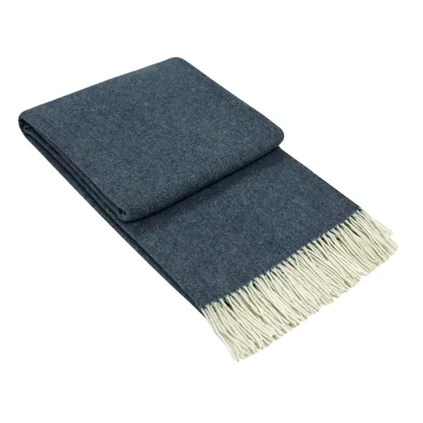 Kensington Throw - 10% Cashmere/ 90% Super Fine Merino Wool - Navy - Home & Garden > Decor