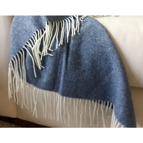 Kensington Throw - 10% Cashmere/ 90% Super Fine Merino Wool - Navy - Home & Garden > Decor
