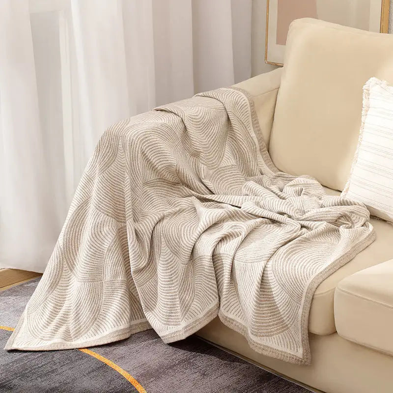 Khaki Luxurious Paisley Jacquard Throw Blanket - Soft Wool Blend with Tassels 120x150cm Lightweight Sofa & Nap Blanket
