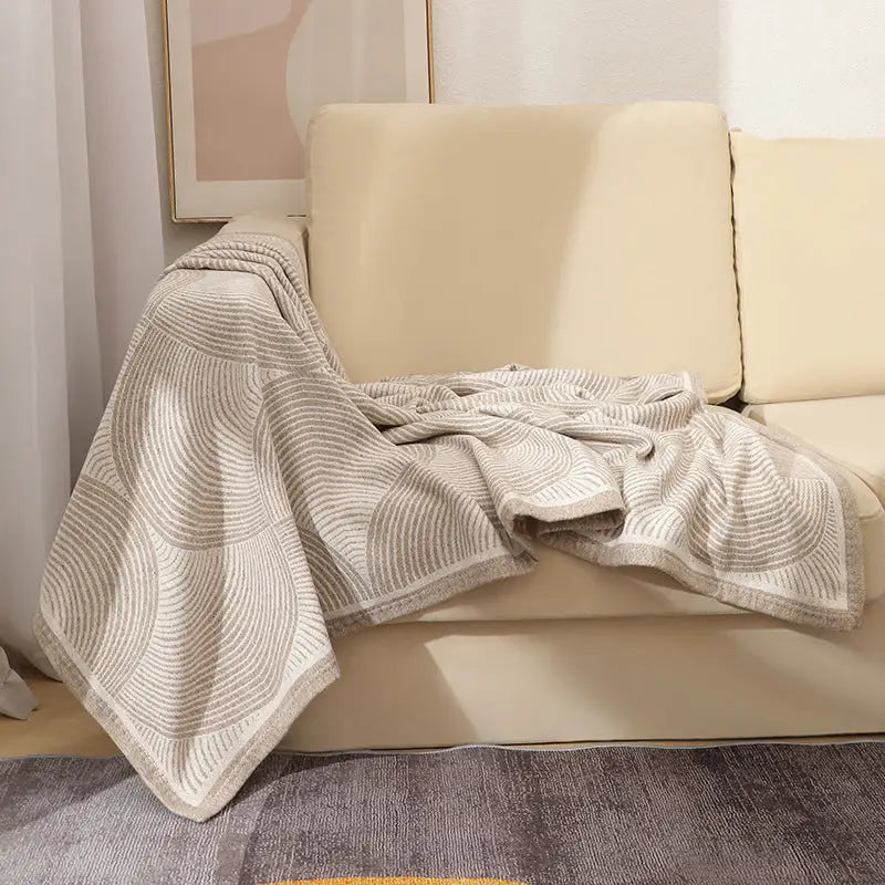 Khaki Luxurious Paisley Jacquard Throw Blanket - Soft Wool Blend with Tassels 120x150cm Lightweight Sofa & Nap Blanket