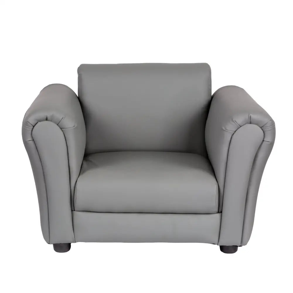 Kids Grey Couch Sofa Chair w/ Footstool in PU Leather - Baby & Kids > Kid’s Furniture