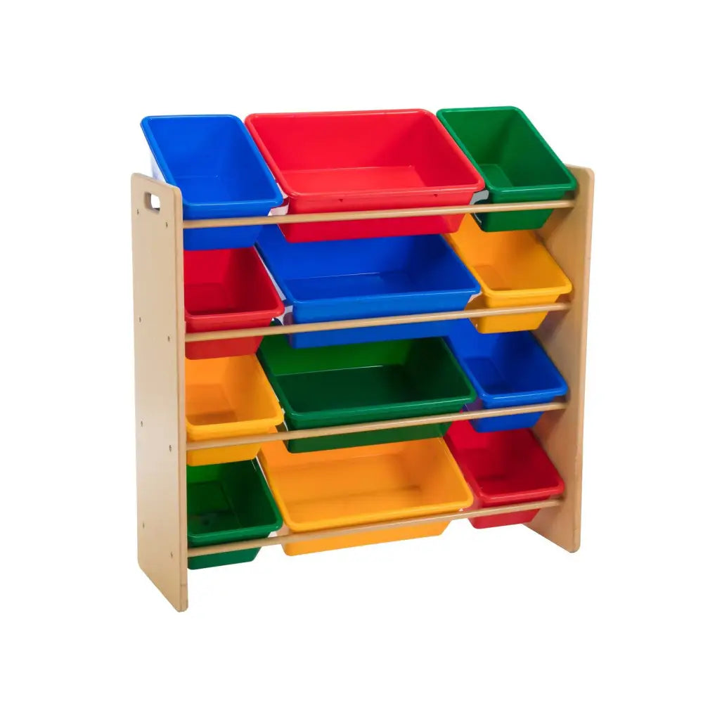 Kids Organiser Shelf Storage Rack for Toys - 12 Multicoloured Bins - Baby & Kids > Kid’s Furniture
