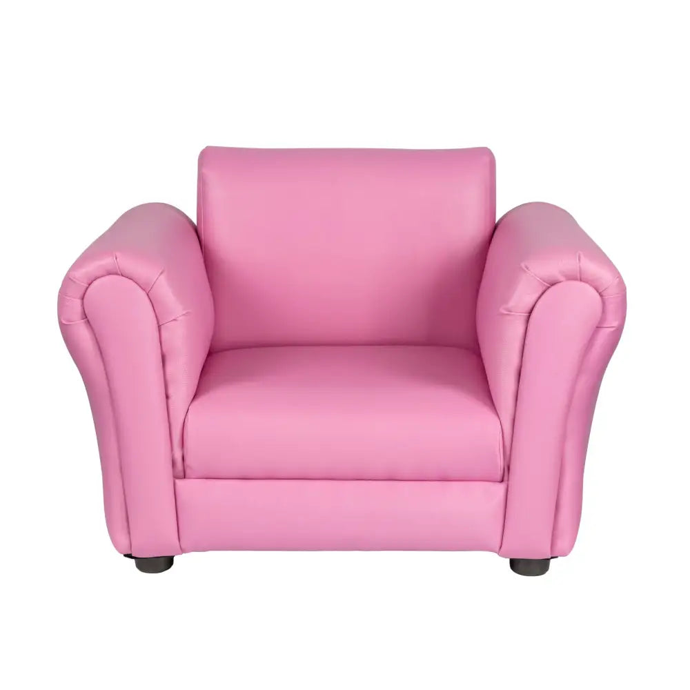 Kids Pink Couch Sofa Chair w/ Footstool in PU Leather - Baby & Kids > Kid’s Furniture