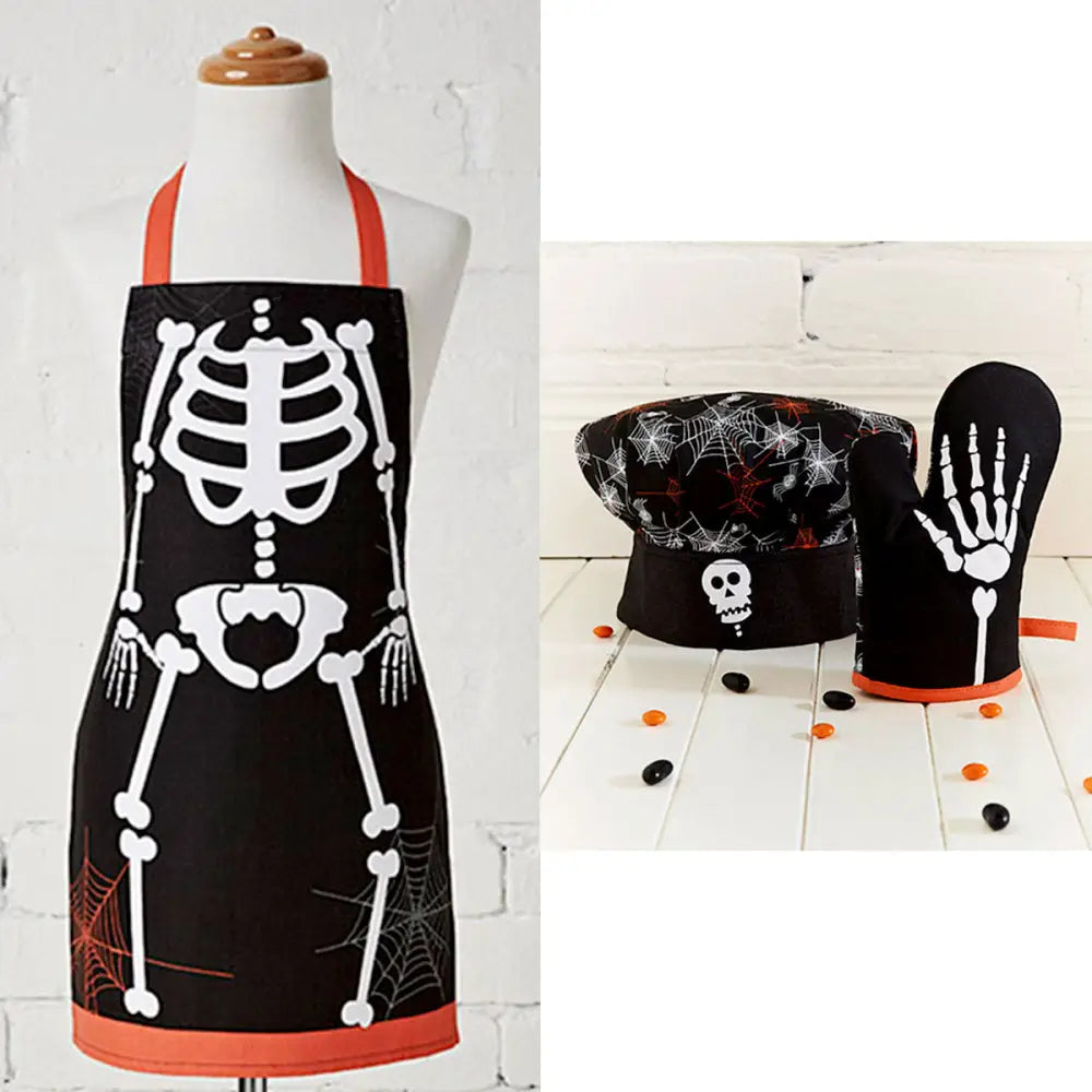 Kids Set of 3 Skeleton Halloween Children Kids Kitchen Chef Set - Home & Garden > Kitchenware