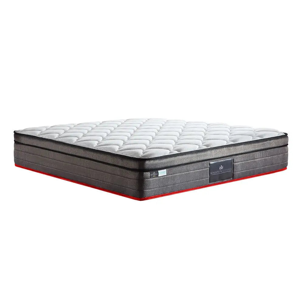 KINGSTON Mattress DOUBLE Size Bed Euro Top Pocket Spring Bedding Firm Foam 34CM - Furniture > Mattresses