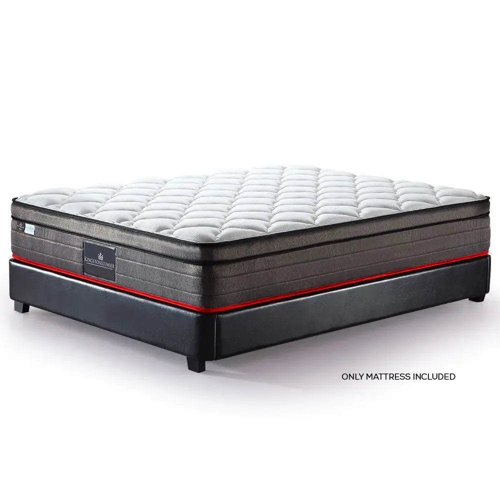 KINGSTON Mattress DOUBLE Size Bed Euro Top Pocket Spring Bedding Firm Foam 34CM - Furniture > Mattresses