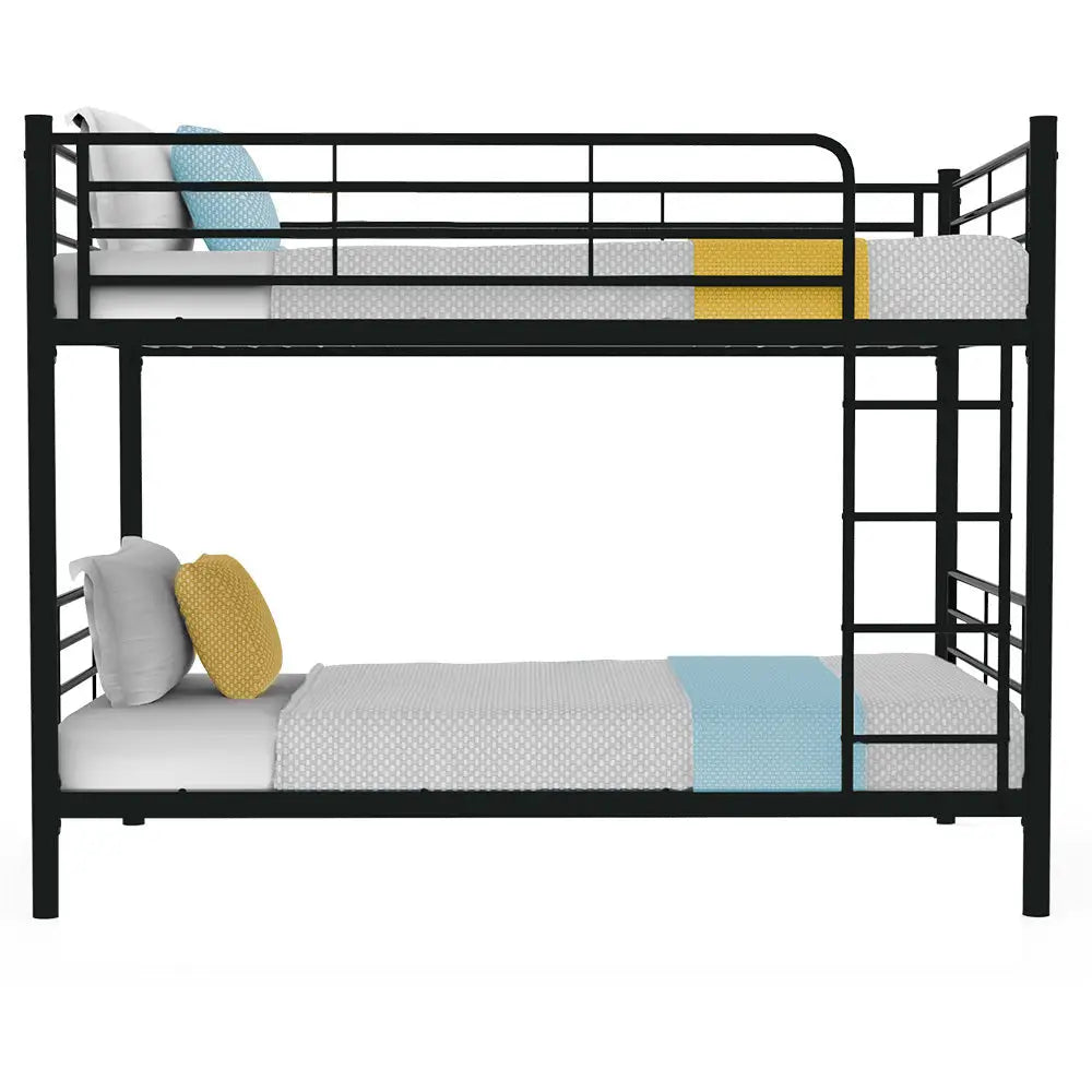 Kingston Slumber 2in1 Single Metal Bunk Bed Frame with Modular Design Dark Matte Grey - Furniture > Bedroom > Beds &