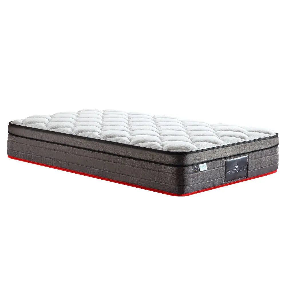 Kingston Slumber Mattress KING SINGLE Size Bed Euro Top Pocket Spring Bedding Foam 34CM - Furniture > Mattresses