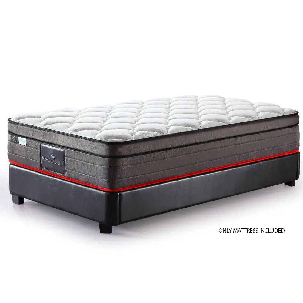 Kingston Slumber Mattress KING SINGLE Size Bed Euro Top Pocket Spring Bedding Foam 34CM - Furniture > Mattresses