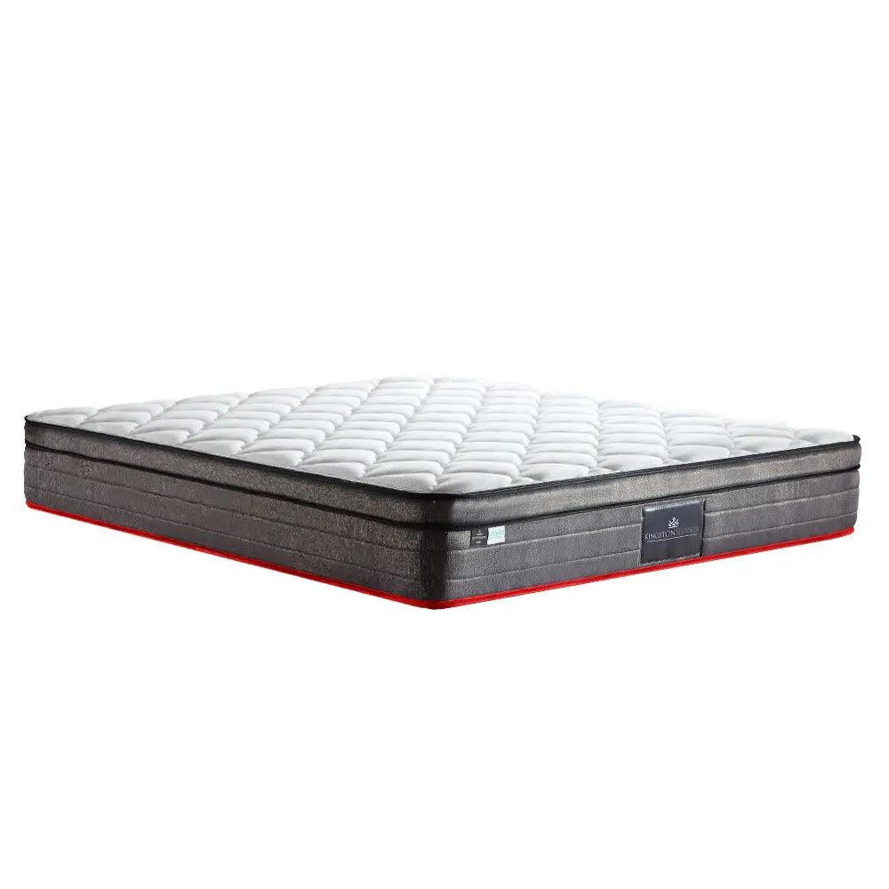 Kingston Slumber Mattress QUEEN Size Bed Euro Top Pocket Spring Bedding Firm Foam 33CM - Furniture > Mattresses