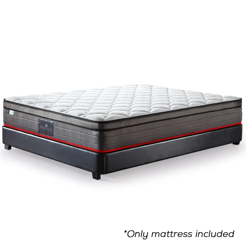 Kingston Slumber Mattress QUEEN Size Bed Euro Top Pocket Spring Bedding Firm Foam 33CM - Furniture > Mattresses