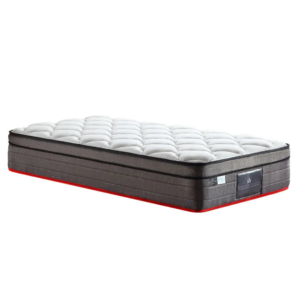 Kingston Slumber Mattress SINGLE Size Bed Euro Top Pocket Spring Bedding Firm Foam 34CM - Furniture > Mattresses