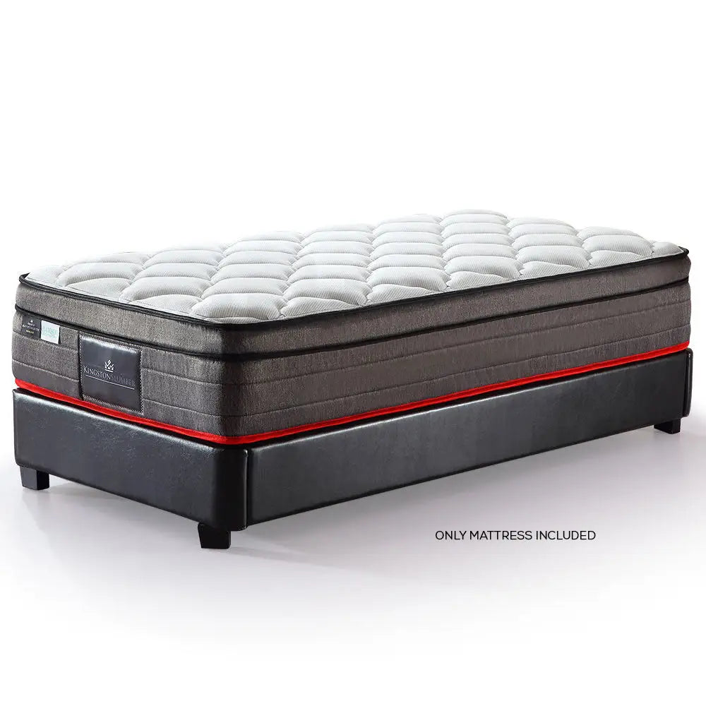 Kingston Slumber Mattress SINGLE Size Bed Euro Top Pocket Spring Bedding Firm Foam 34CM - Furniture > Mattresses