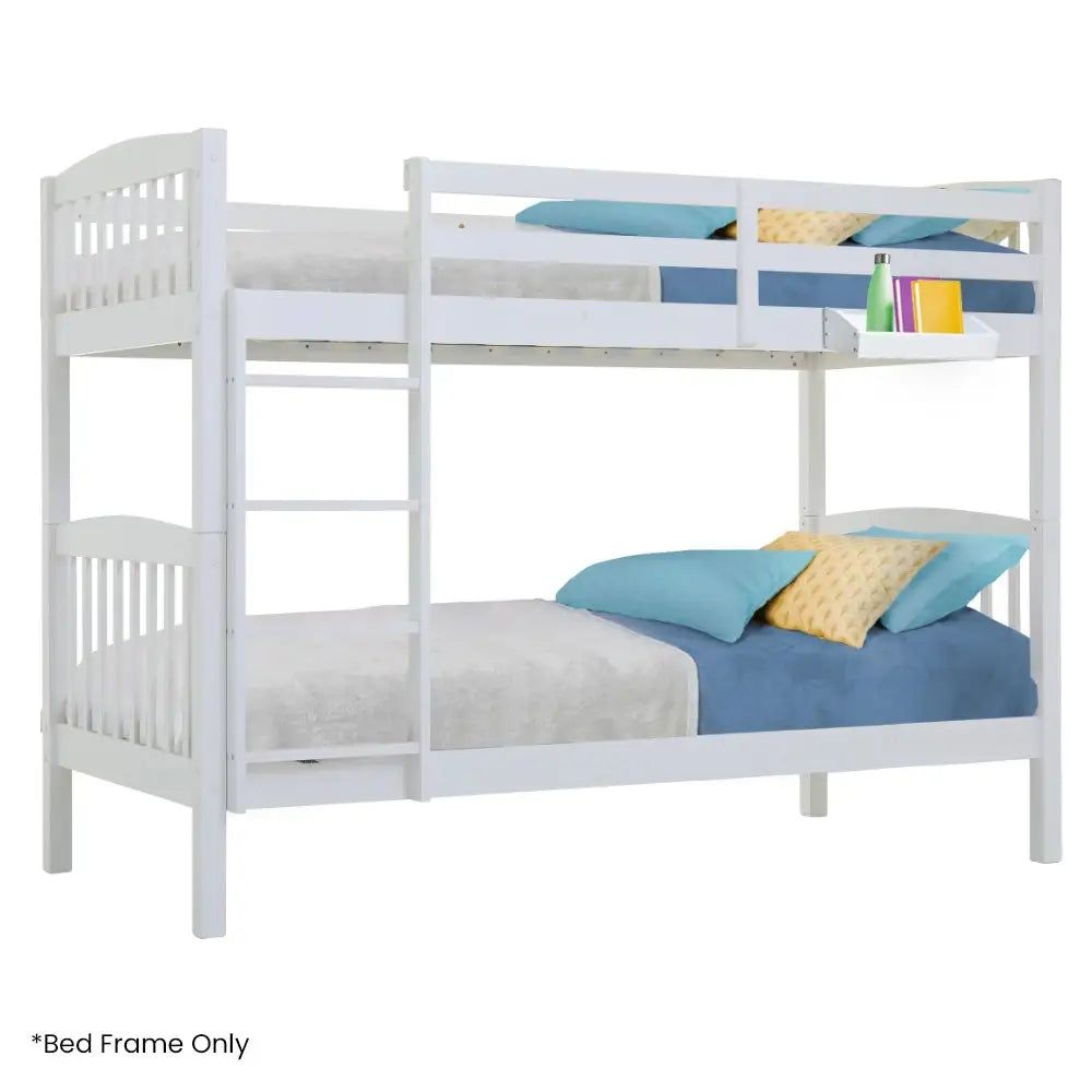 Kingston Slumber Wooden Kids Bunk Bed Frame with Modular Design that can convert to 2 Single White - Furniture >