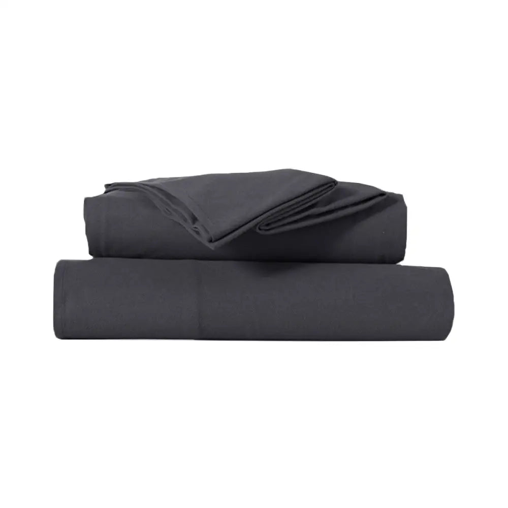 Kingtex Ultra-Soft Micro Flannel Sheet Set 40 cm Wall Charcoal Single - Home & Garden > Bedding > Bed Sheets