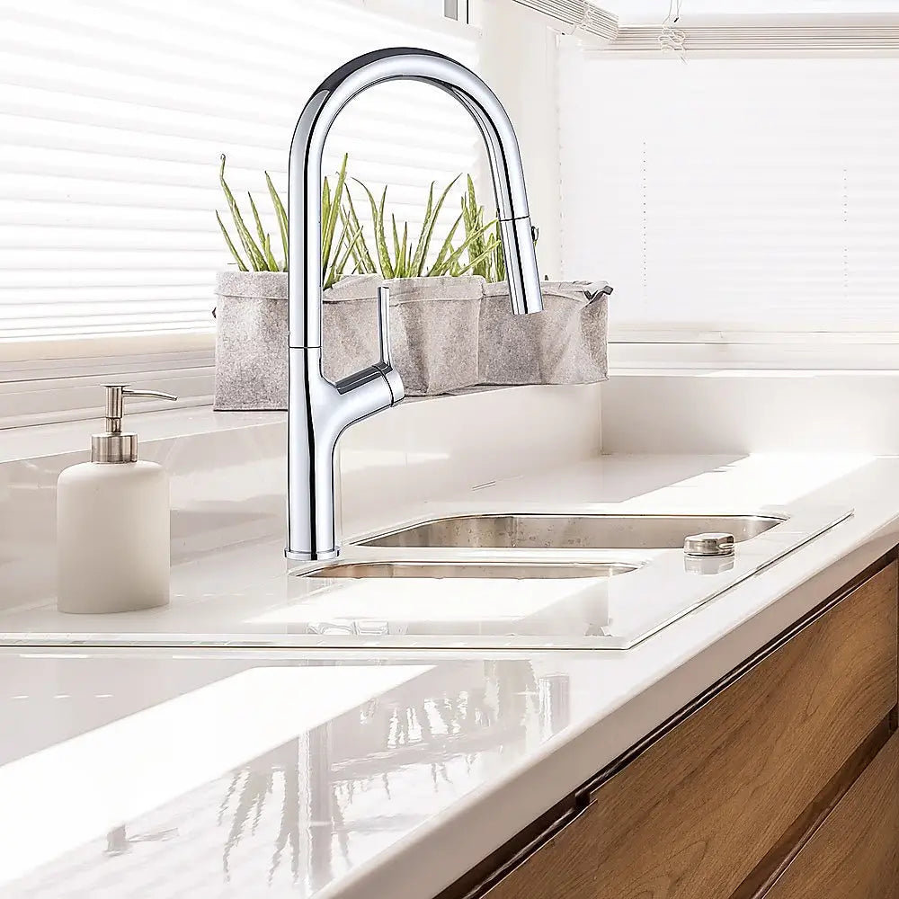 Kitchen Laundry Bathroom Basin Sink Pull Out Mixer Tap Faucet in Chrome - Furniture > Bathroom > Tap & Sink Accessories