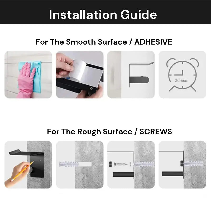 Kitchen Paper Holder Under Screw Wall Mount Adhesive Paper Towel Holder Rectangle Gold - Home & Garden > Bathroom