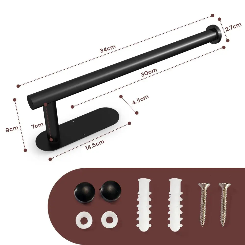 Kitchen Paper Holder Wall Mount Adhesive Paper Towel Holder Black - Home & Garden > Bathroom Accessories > Towel Racks
