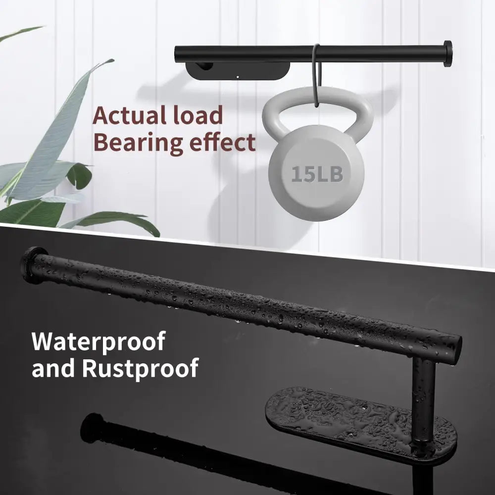 Kitchen Paper Holder Wall Mount Adhesive Paper Towel Holder Black - Home & Garden > Bathroom Accessories > Towel Racks