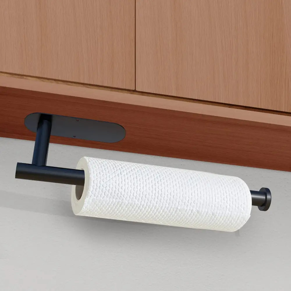 Kitchen Paper Holder Wall Mount Adhesive Paper Towel Holder Black - Home & Garden > Bathroom Accessories > Towel Racks