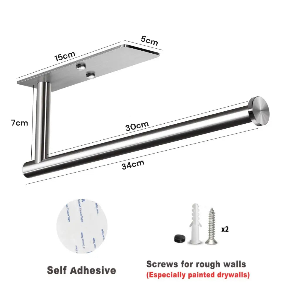 Kitchen Paper Holder Wall Mount Adhesive Paper Towel Holder Rectangle Silver - Home & Garden > Bathroom Accessories >