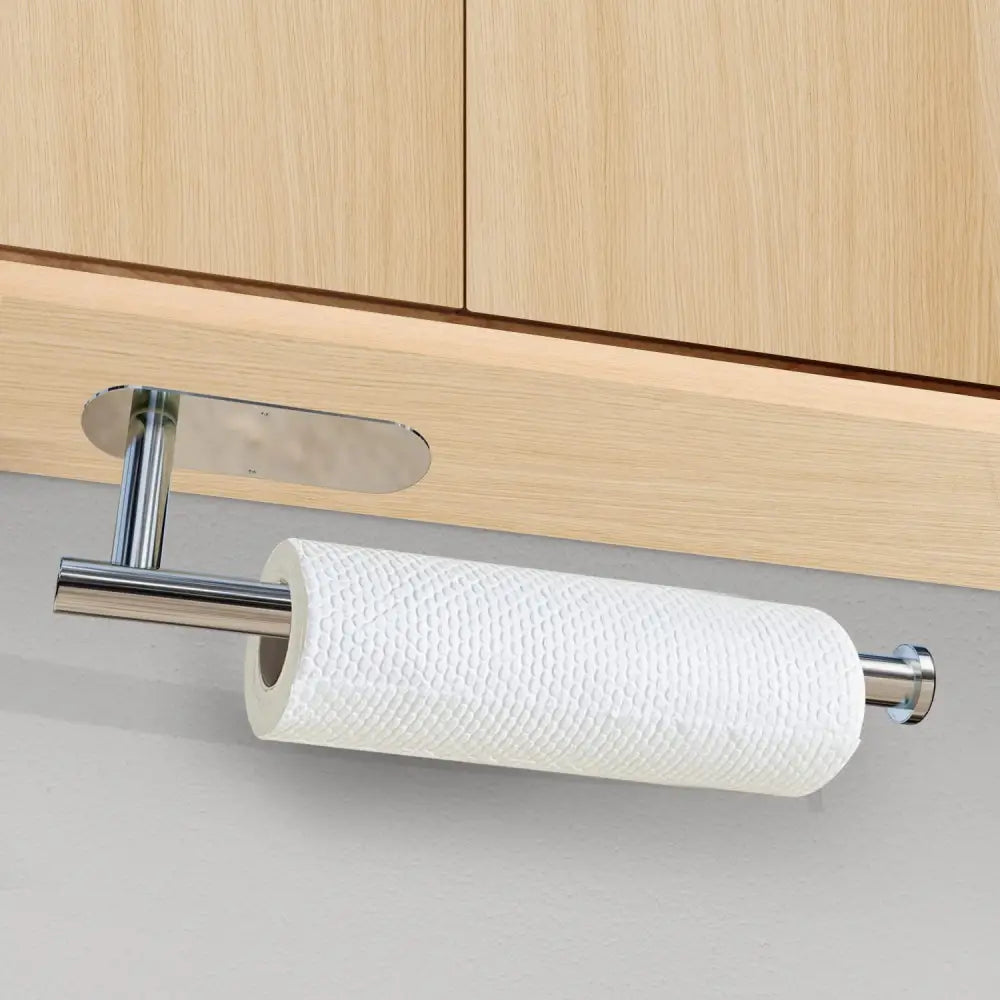 Kitchen Paper Holder Wall Mount Adhesive Paper Towel Holder Silver - Home & Garden > Bathroom Accessories > Towel Racks