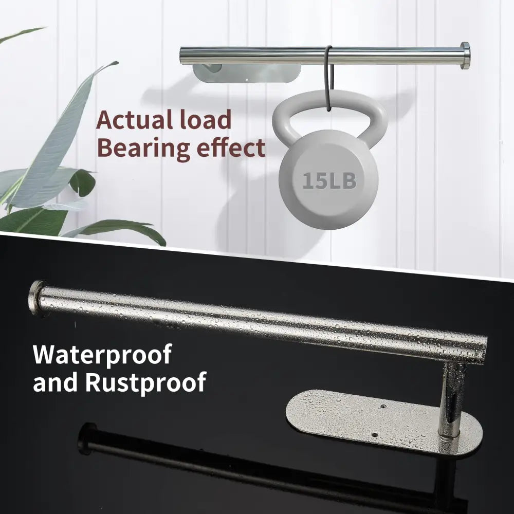 Kitchen Paper Holder Wall Mount Adhesive Paper Towel Holder Silver - Home & Garden > Bathroom Accessories > Towel Racks