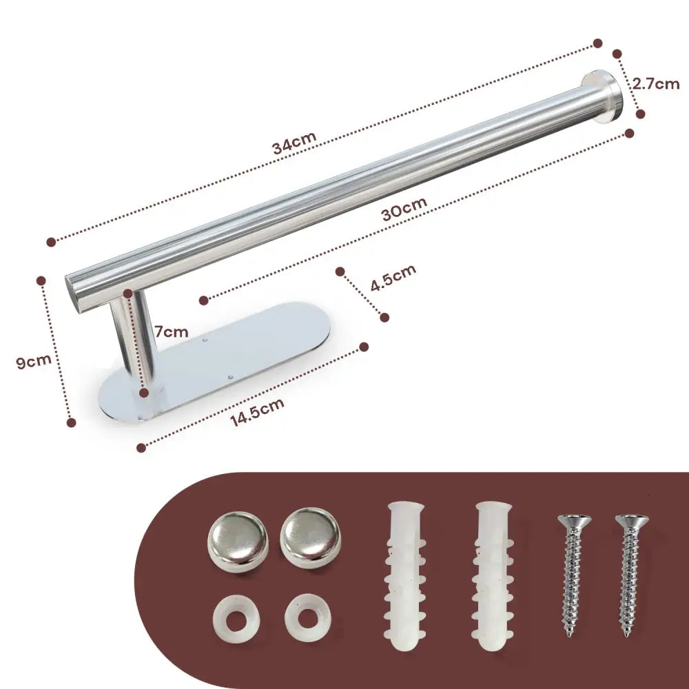 Kitchen Paper Holder Wall Mount Adhesive Paper Towel Holder Silver - Home & Garden > Bathroom Accessories > Towel Racks
