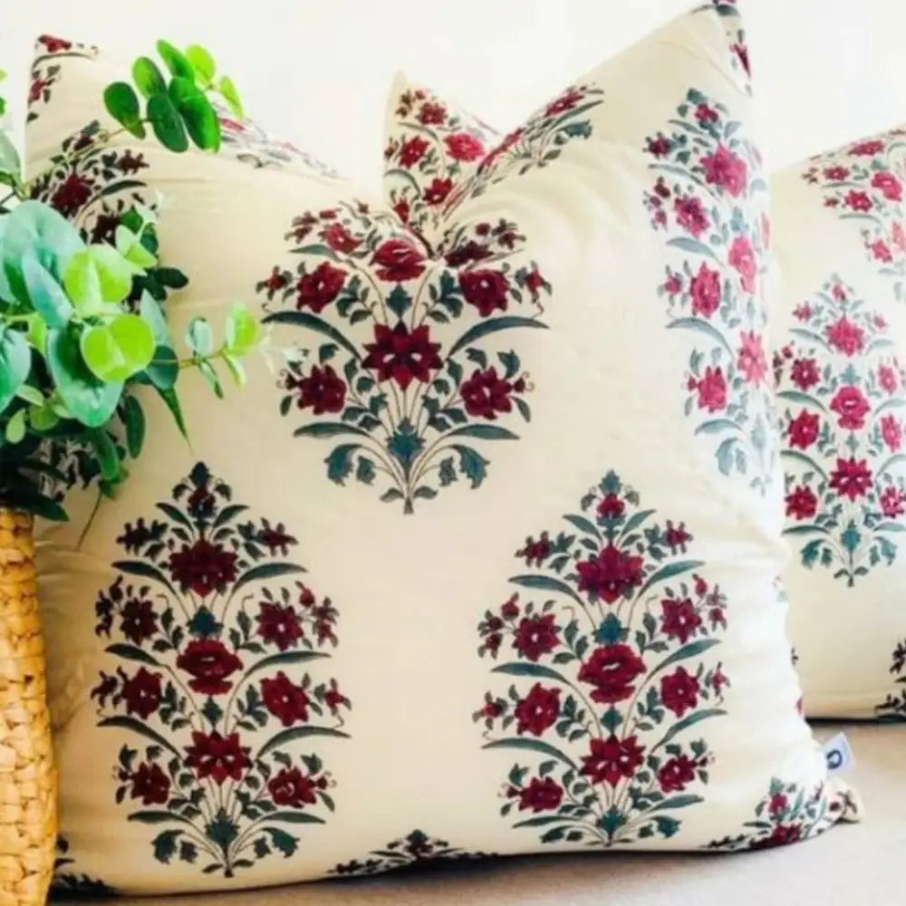 Kolka Cotton Gulbahar Quilted Euro Sham Superior Quality High Durable - Ruby - Home & Garden > Decor