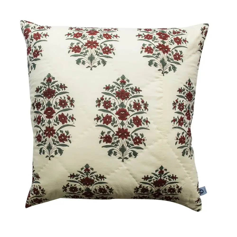 Kolka Cotton Gulbahar Quilted Euro Sham Superior Quality High Durable - Ruby - Home & Garden > Decor