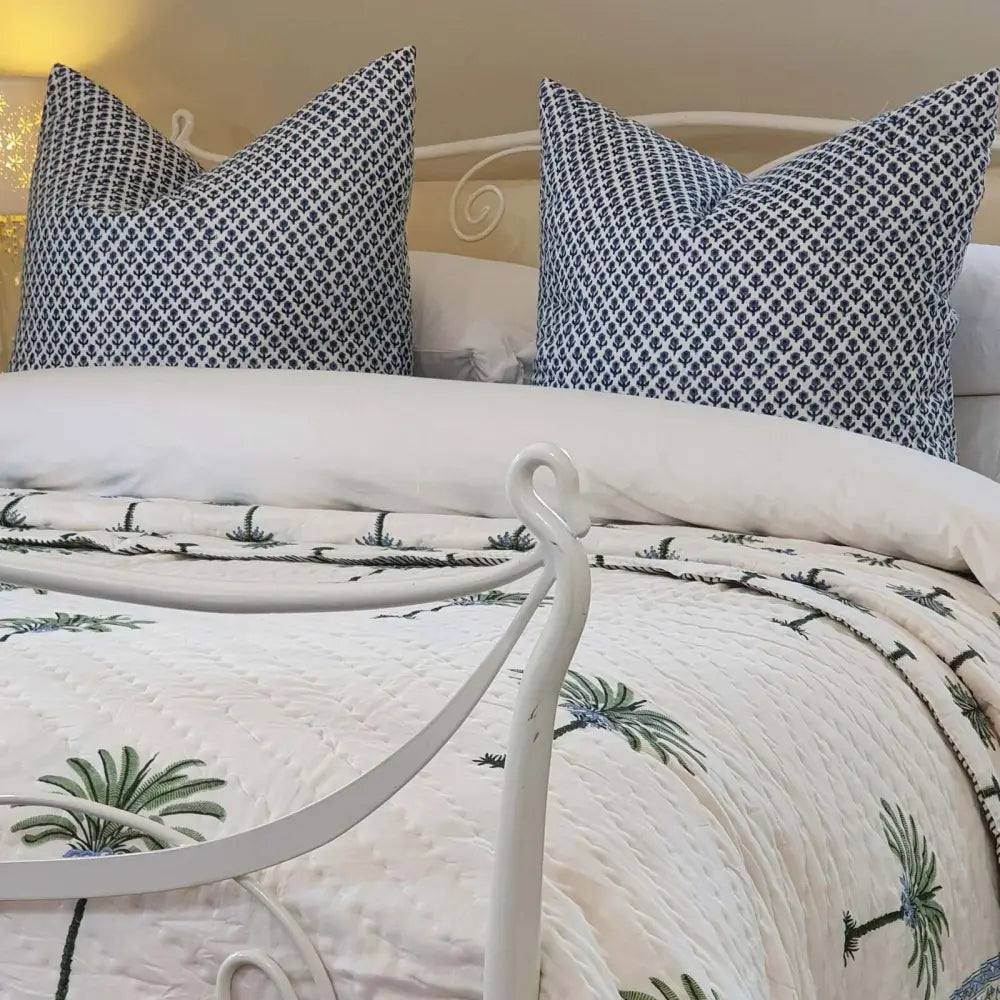 Kolka Indigo Quilted Euro Cushion Cover Sham Pillow Case Decorative - Blue - Home & Garden > Decor