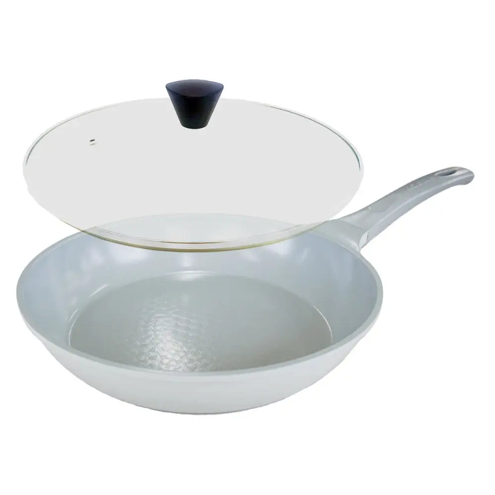 KOMAN Shinewon Vinch IH Frypan Frying Pan 28cm Non-stick Induction Ceramic + Glass Lid GREY - Home & Garden >